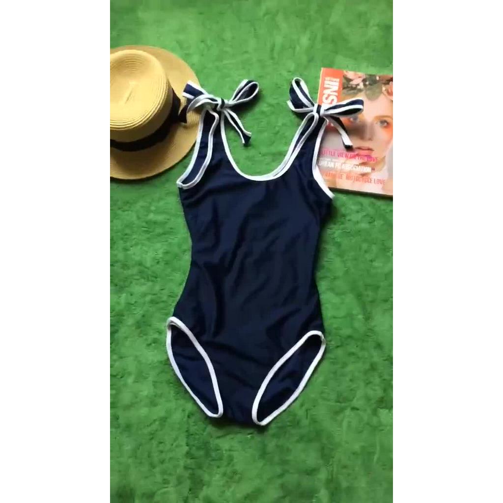 Set bikini bộ bơi đi biển liền thân nơ vai kín đáo sang trọng EVA LTNV | BigBuy360 - bigbuy360.vn