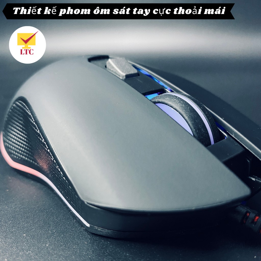 Chuột gaming V1 LED 7 màu tương thích máy tính laptop pc, mouse chơi game siêu đẹp kết nối cổng usb, có cục chống nhiễu