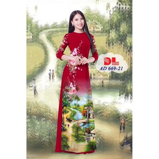 Vải áo dài in hình phong cảnh