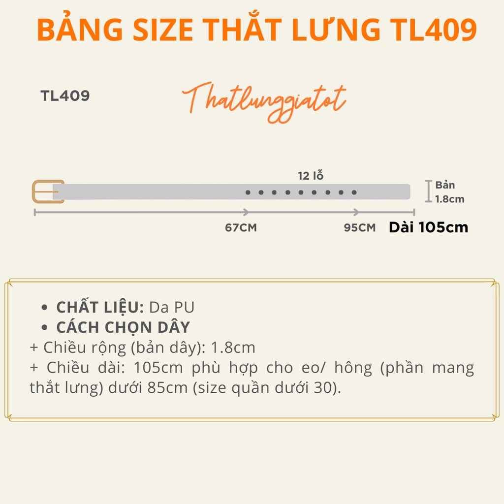 Đai váy bản nhỏ mặt tròn, thắt lưng nữ da xinh bản 1.8cm TL409 (Hỗ trợ đục lỗ dây nịt) - Thắt Lưng Giá Tốt