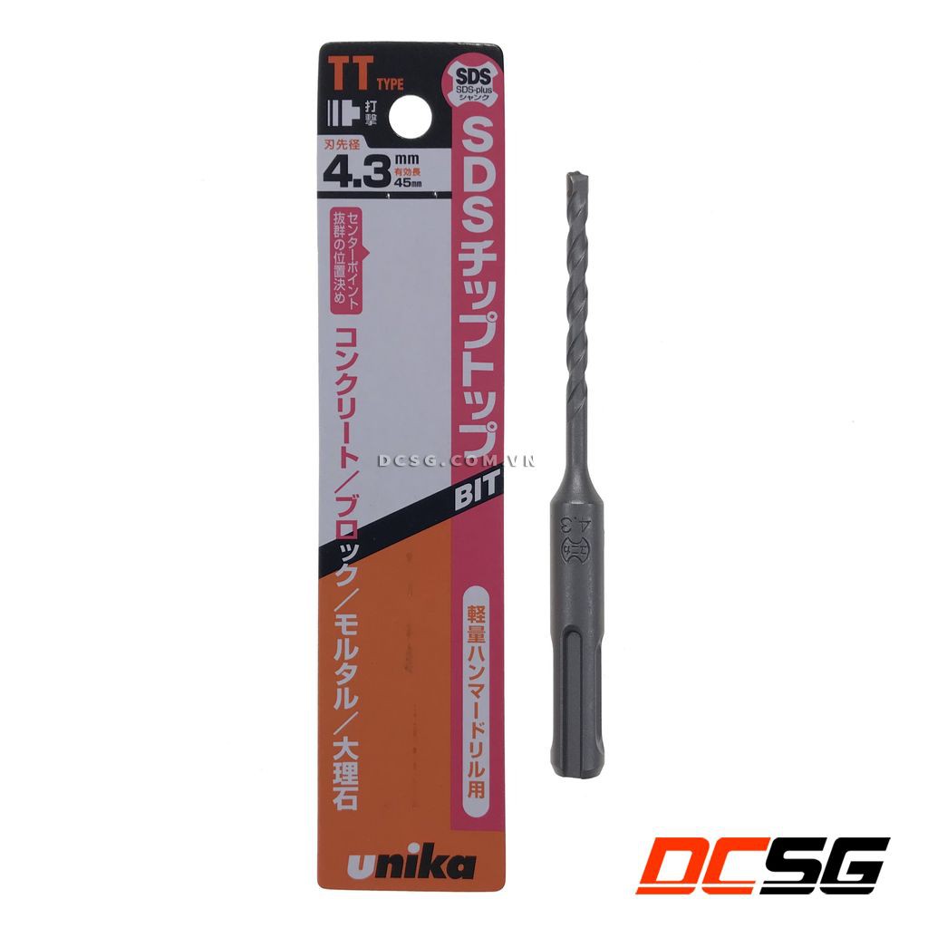 Mũi khoan bê tông hợp kim SDS-plus 3.2-6.0mm Unika| DCSG