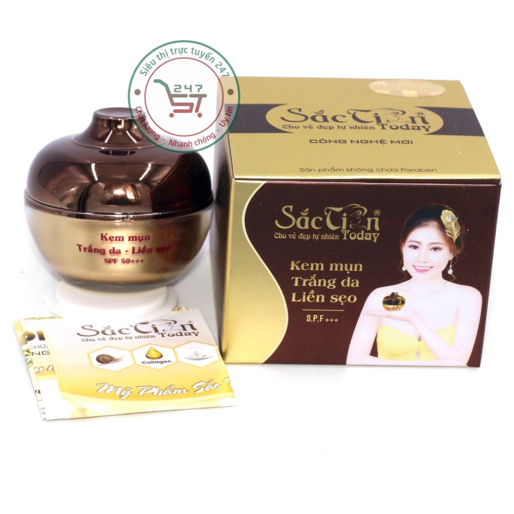 Kem Sắc Tiên giảm Mụn Trắng da liền Sẹo ban ngày và ban đêm