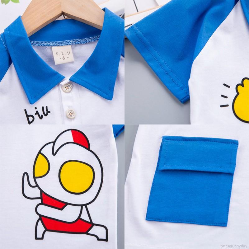 Set áo thun ngắn tay cổ tròn và quần ngắn lưng thun thời trang dành cho bé trai