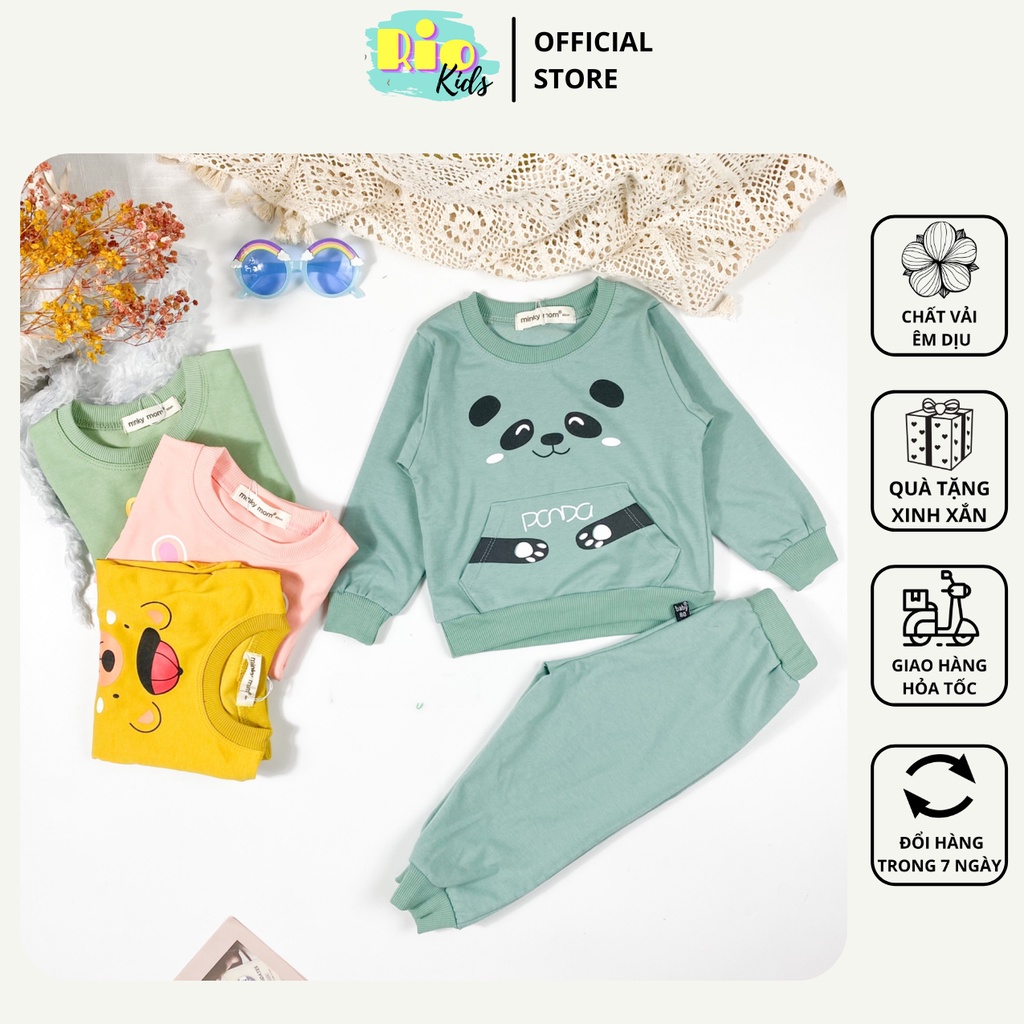 Quần áo trẻ em thu đông dài tay Minky Mom chất da cá cho bé từ 9-19kg mặc ở nhà - Riokids DT2