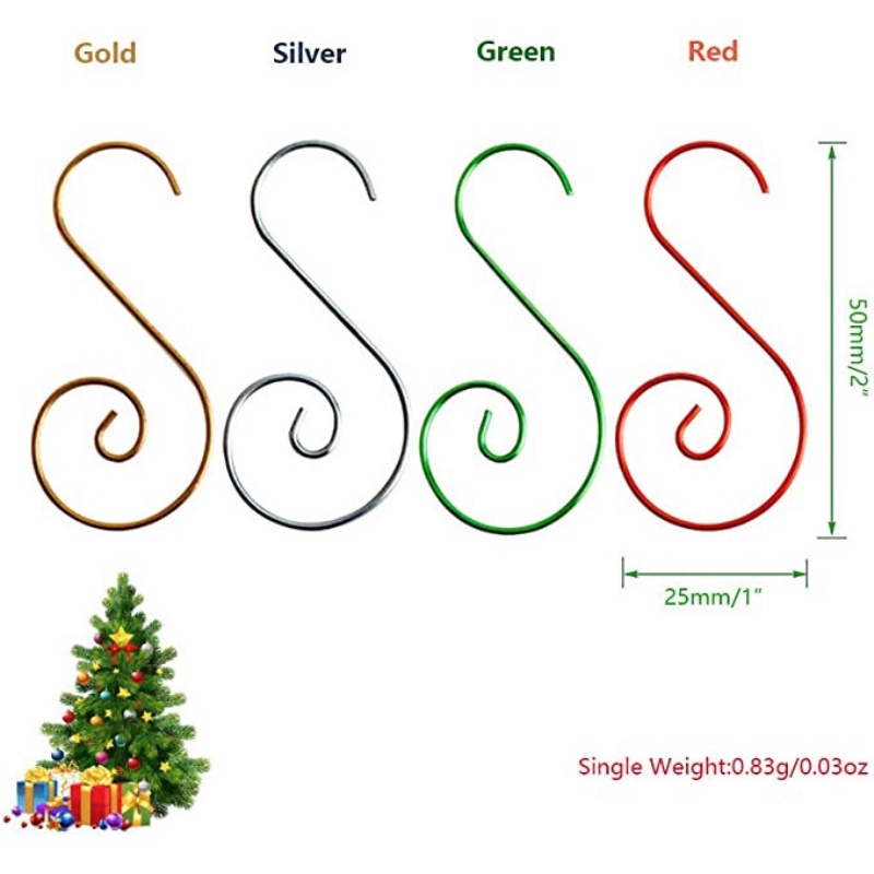 Set 20 Móc Treo Hình Chữ S Nhiều Màu Dễ Thương Trang Trí Cây Thông Noel