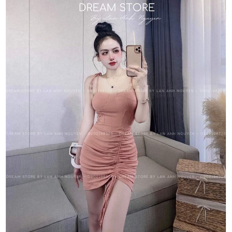 ĐẦM BODY 4 DÂY CÓ MÚT FOM NGẮN RÚT SEXY