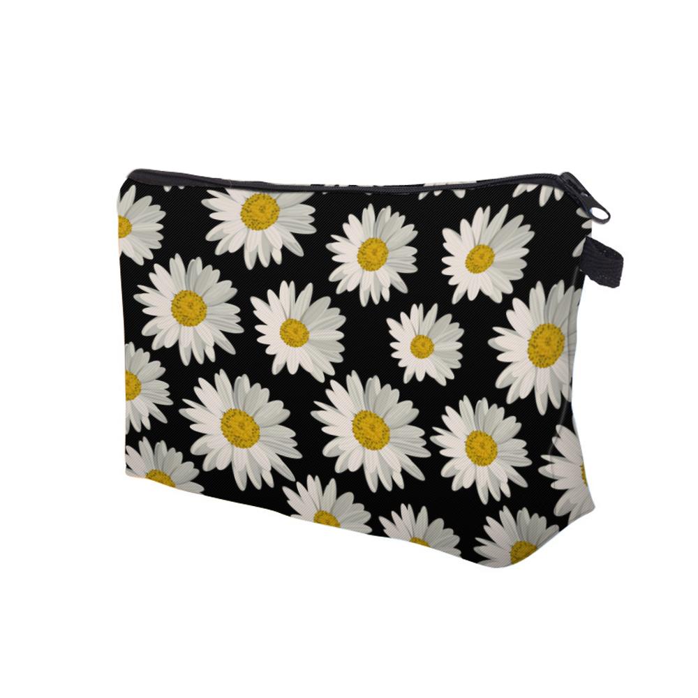 JARRED Túi Đựng Mỹ Phẩm Có Khóa Kéo In Họa Tiết Hoa Cúc Xinh Xắn Cho Nữ