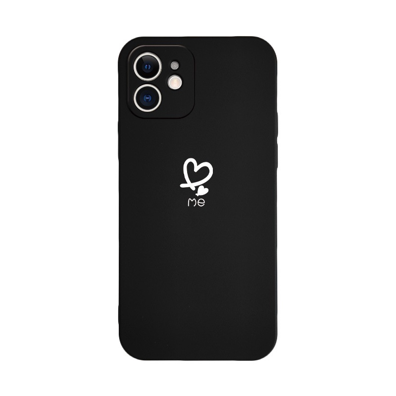 Ốp Điện Thoại Màu Đen Chống Sốc Họa Tiết Trái Tim Cho Iphone 13 Pro 11 Pro Max Xr 6s 7 8 Plus 12 Mini 14 Pro Xs Max