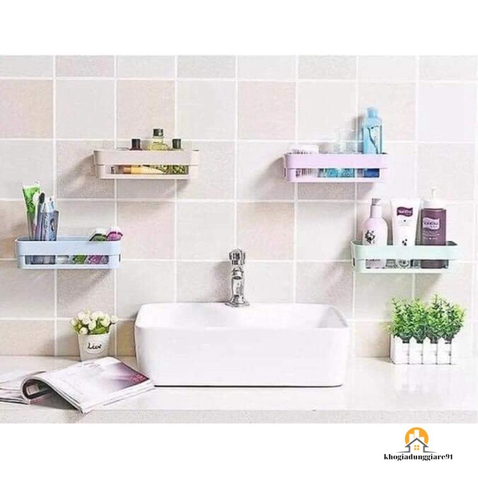 KHAY KỆ NHỰA DÁN TƯỜNG ĐỂ ĐỒ HÌNH CHỮ NHẬT