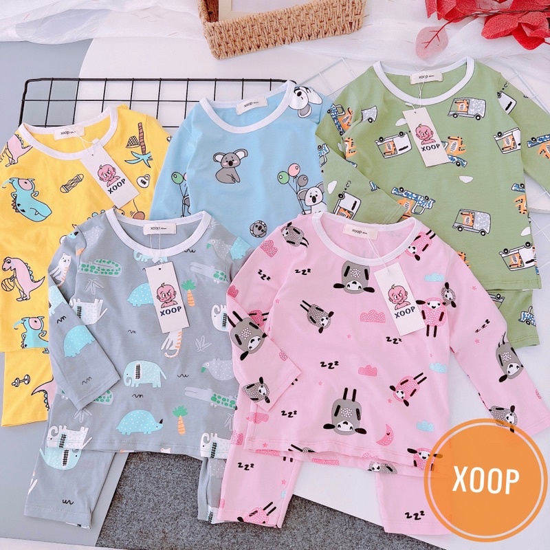 Bộ dài cotton 100% in toàn thân hoạ tiết voi xám Minky mom (8-18kg) ( BD5 ) Shop Phúc Yến