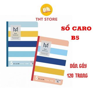 Sổ caro klong ms990, sổ tay ghi chép b5 - 120 trang, sổ klong may dán gáy b5 math notebook