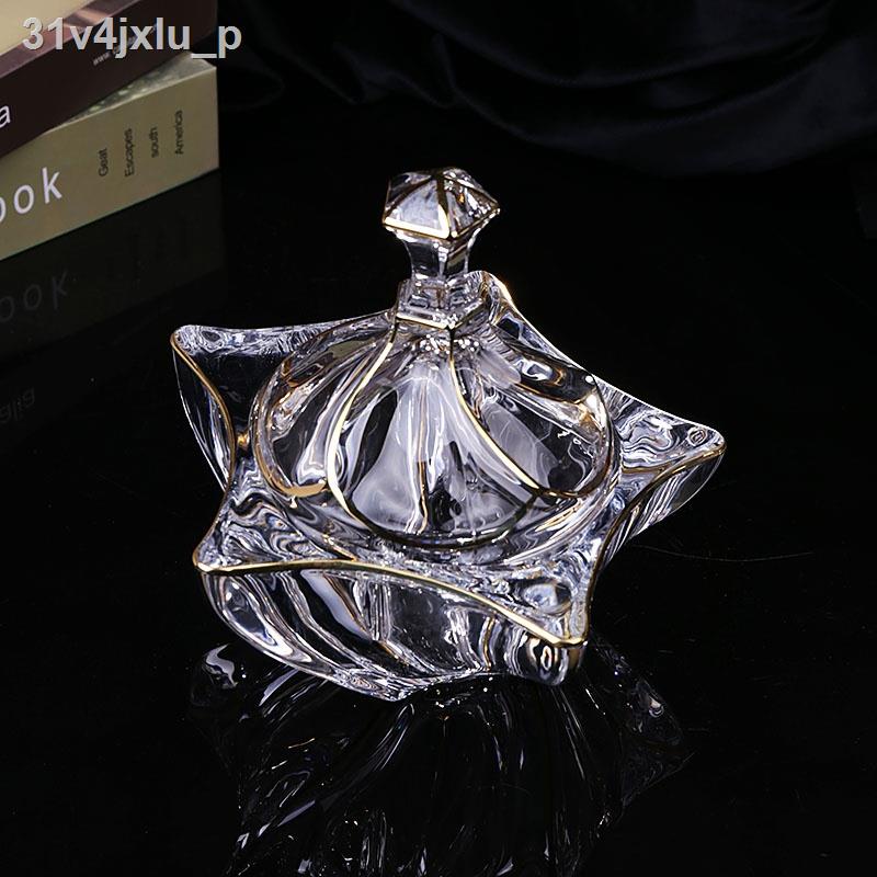 Ngôi sao năm cánh bằng thủy tinh vàng sáng tạo có nắp lọ đựng đồ gia dụng phòng khách trái cây sấy