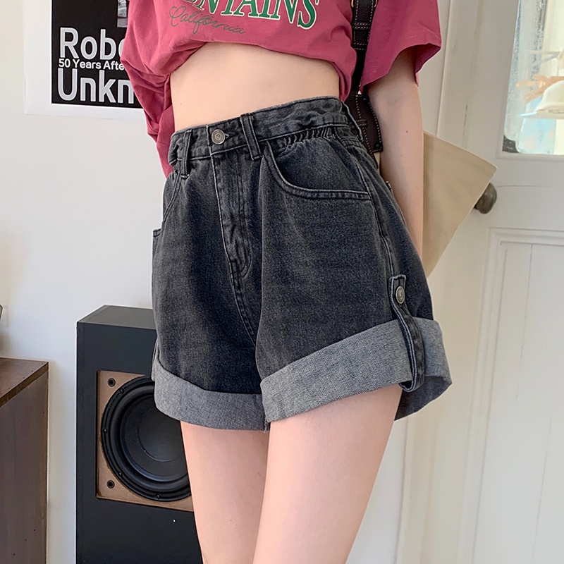 Quần Short Denim Lưng Cao Ống Suông Thời Trang Cá Tính 53327