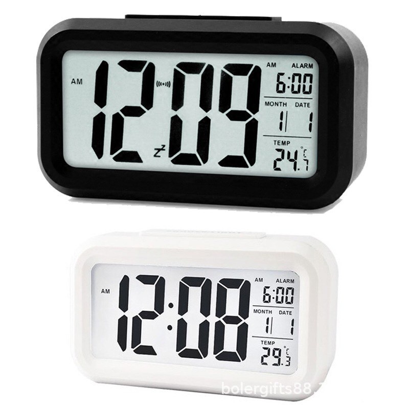 Đồng hồ báo thức để bàn kỹ thuật số đa chức năng hiển thị giờ, phút, giây, ngày, tháng, cảm biến nhiệt độ, ánh sángC1019