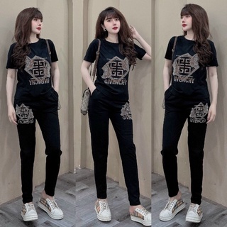 Set bộ thun nữ đính đá cao cấp