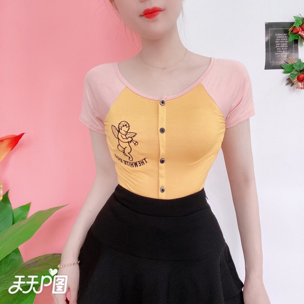 [HÌNH THẬT] ÁO THUN CROPTOP ÔM BODY THE WHITE EGG 34