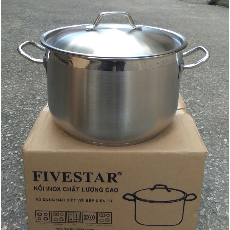 Nồi luộc gà 3 đáy inox 430 FiveStar Standard bếp từ nắp inox tặng 2 muỗng canh ( 26cm / 28cm / 30cm / 32cm / 36cm )