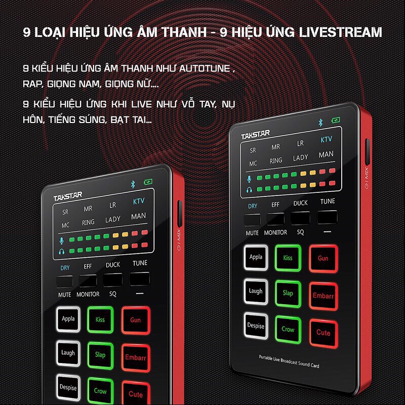 Combo mic thu âm Takstar MX1 mini đầy đủ mic livestream sound card có auto-tone tích hợp pin giá dây livestream tai nghe