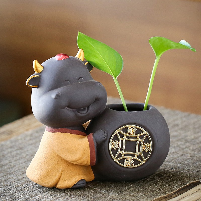 Tượng Trâu Và Chậu Trồng Cây Cầu Phúc Lộc Tài