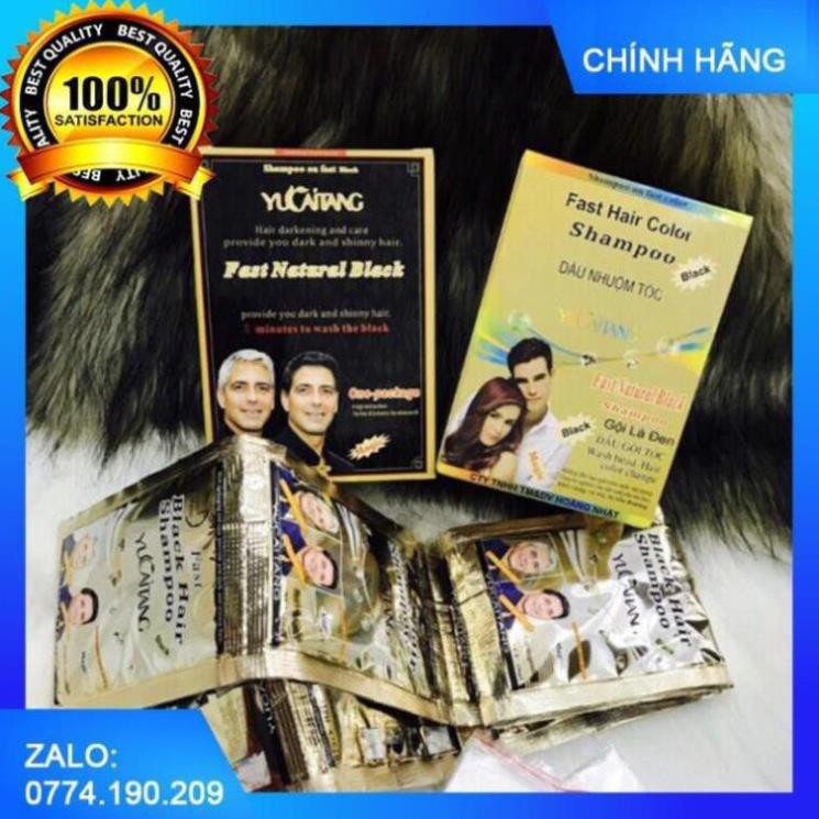 Hộp Dầu Gội Nhuộm Đen Tóc YiCaoTen - Gội Là Đen (Hộp 10 Gói Có Kèm Bao Tay) | BigBuy360 - bigbuy360.vn