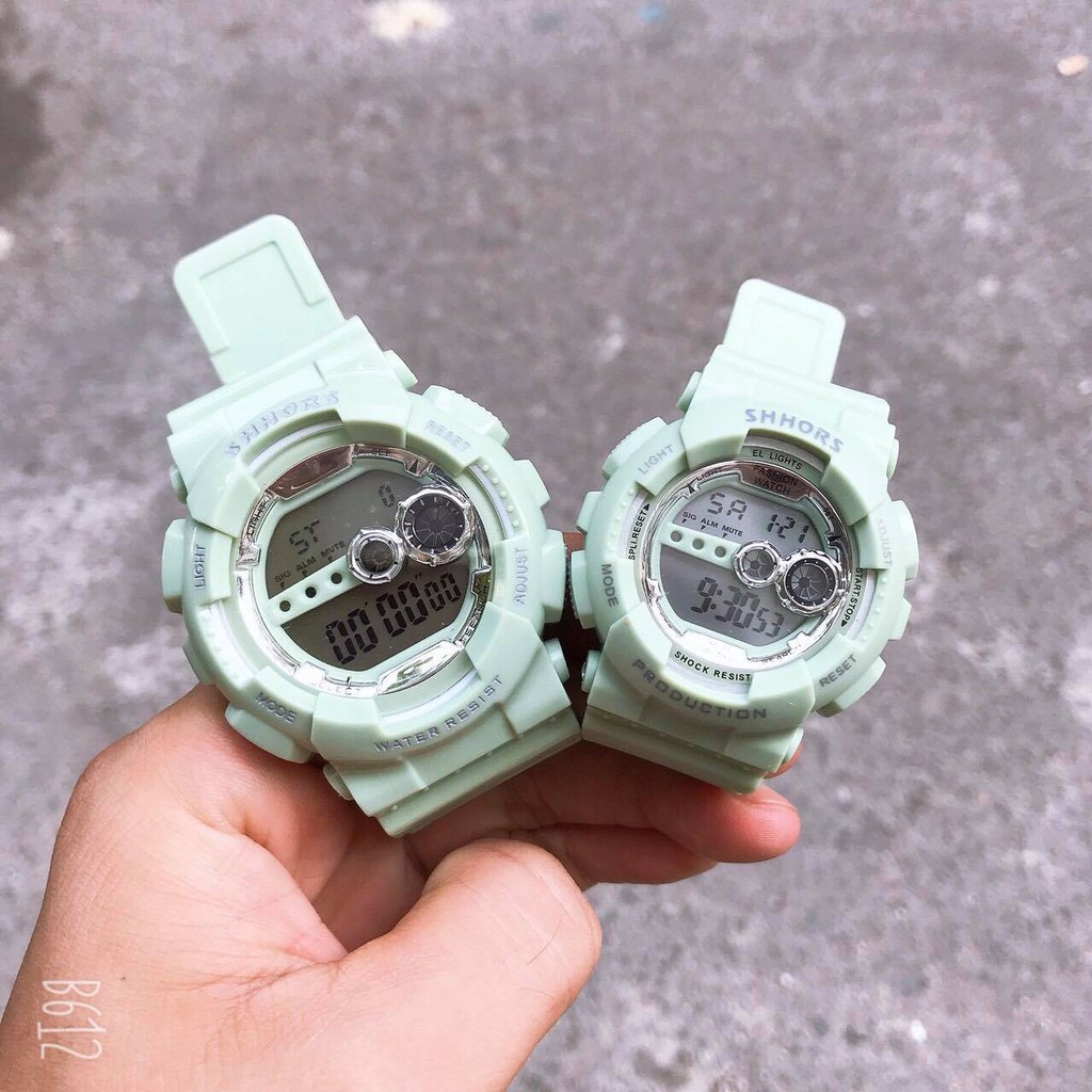 Đồng hồ nam, nữ Shhors unisex dây nhựa kiểu dáng năng động cho tuổi teen