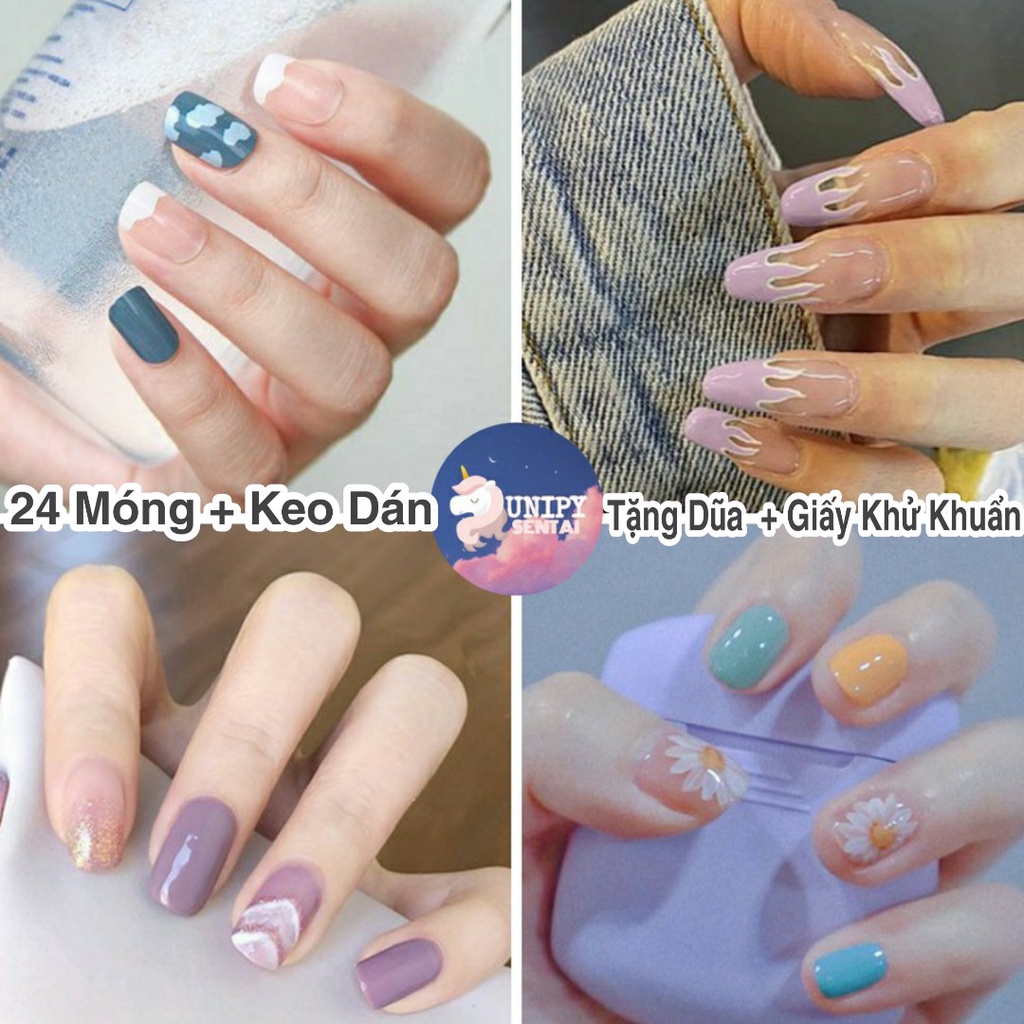 40 Mẫu Móng Giả | Set 24 Móng Tay Giả Kèm Dũa Keo Dán Móng  | R041-R080