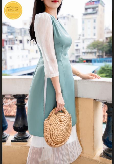 SET ÁO DÀI LỤA VỎ ĐẬU CV DẬP LY