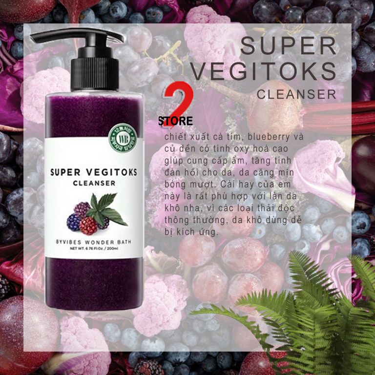 Sữa rửa mặt rau củ thải độc Wonder Bath Super Vegitoks Cleanser