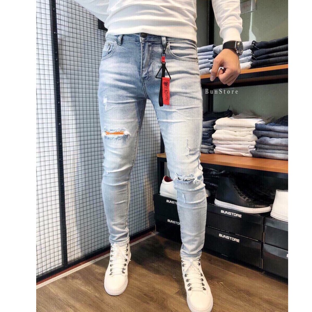 QUẦN JEAN NAM XANH BẠC RÁCH  811