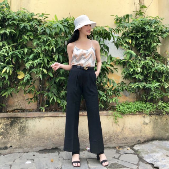 Quần culottes ống suông dài khóa giữa Loại đẹp