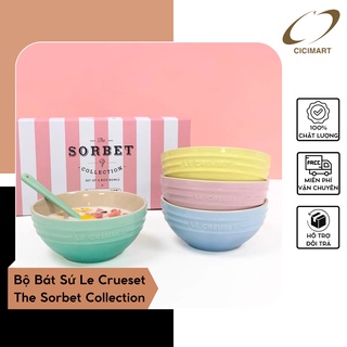 Bộ 4 bát sứ le creuset the sorbet collection màu pastel xinh xắn thiết kế đơn giản - hàng nhập khẩu