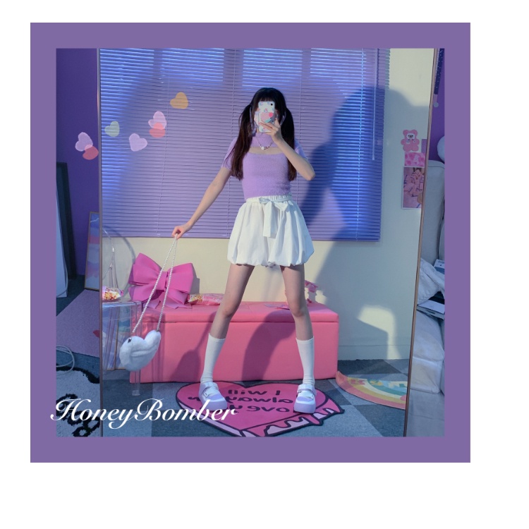 Chân váy ngắn dạng bí phong cách ulzzang , MS 5 , váy lưng chun chất liệu voan 2 lớp rất xinh xắn