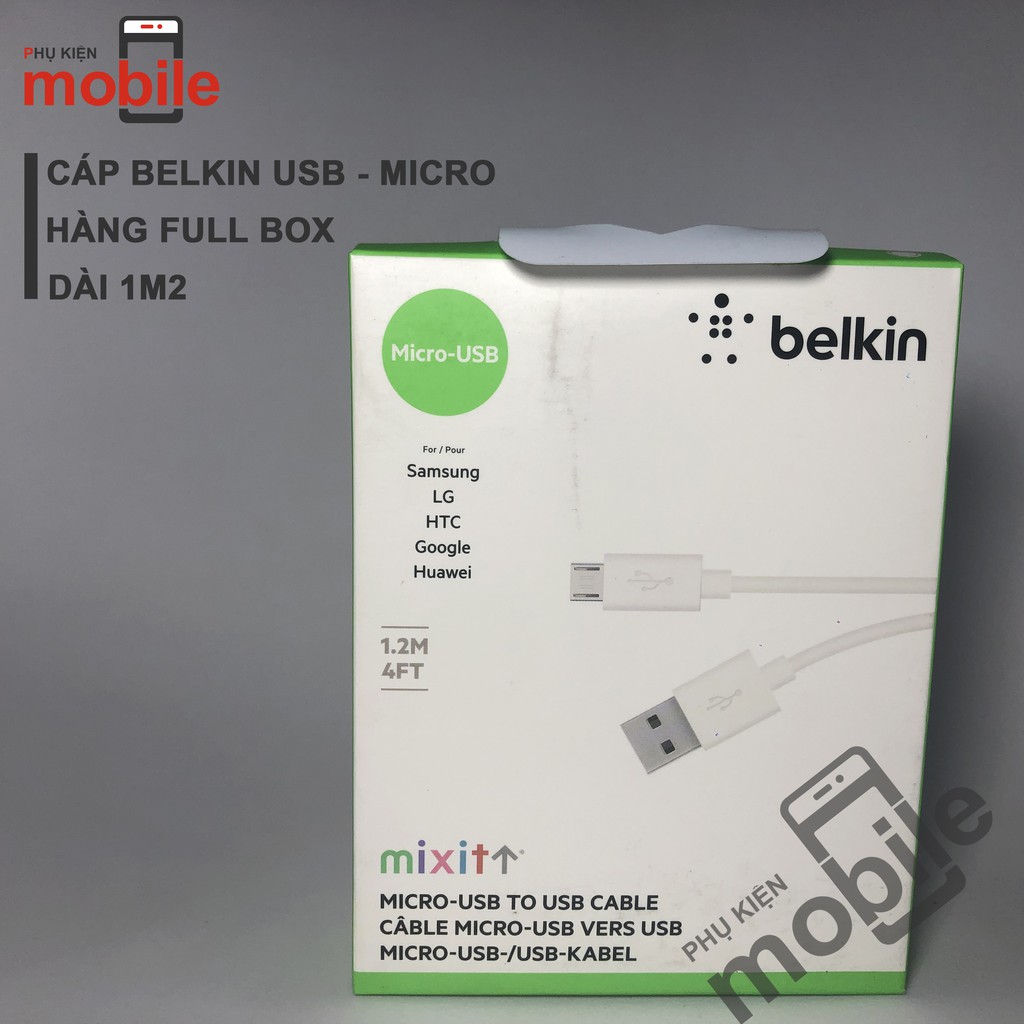 Cáp micro usb BELKIN, dài 1m2 [BẢO HÀNH 12 THÁNG 1 ĐỔI 1]