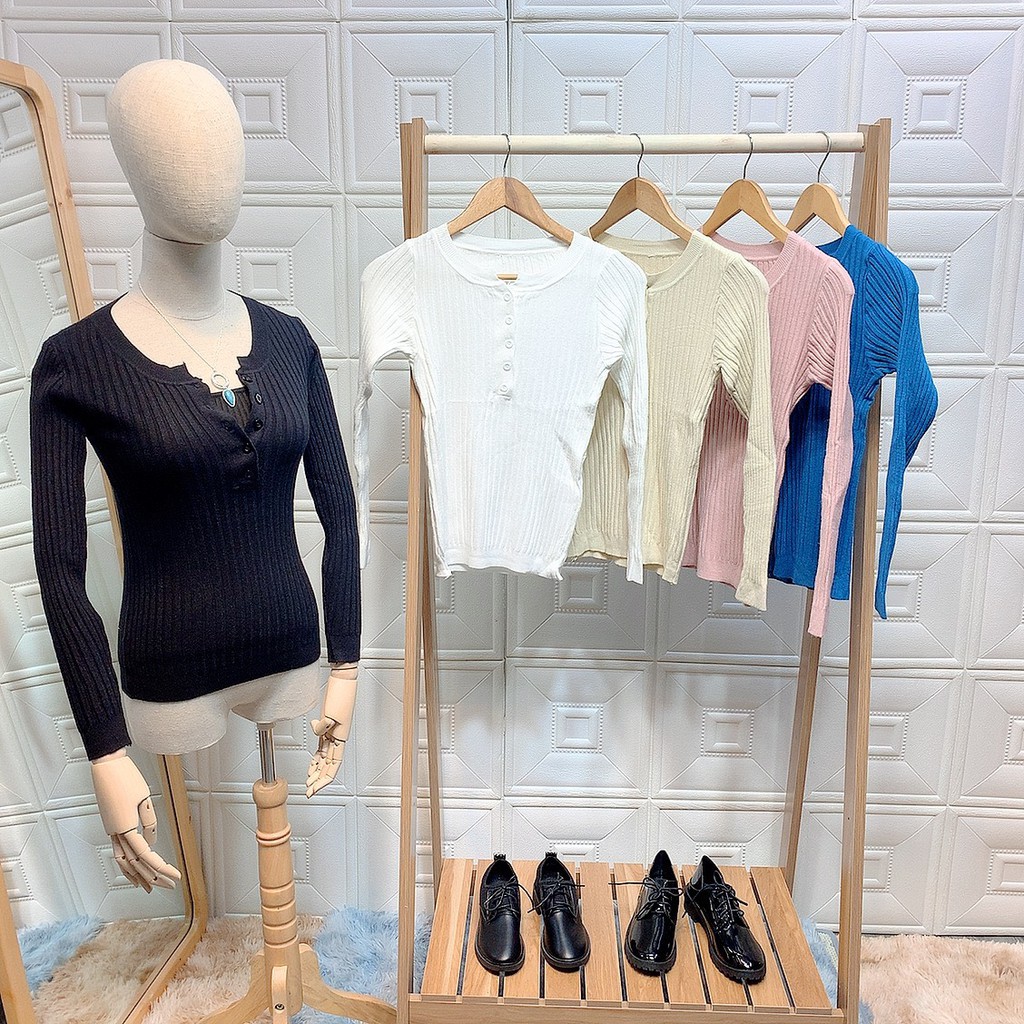 Áo len dáng ôm đơm cúc 5 cúc ngực thời trang Hàn Quốc dành cho bạn nữ 5152 1Z16
