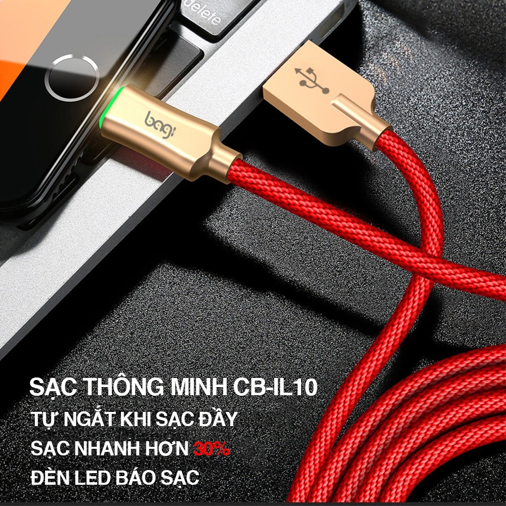 [Mã 2404EL10K giảm 10K đơn 20K] Dây Cáp Sạc Tự Ngắt Khi Pin Đầy Cho IPhone - IPad - Bagi IL10 - Siêu Chất Lượng .