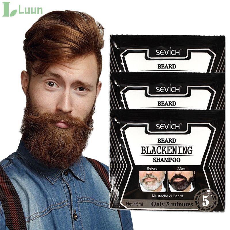 ⏩ 5 Minutes Blackening Beard Shampoo Dye Beard Herb Natural Faster Blacken Beard Shampoo 15ml 【Luun】
