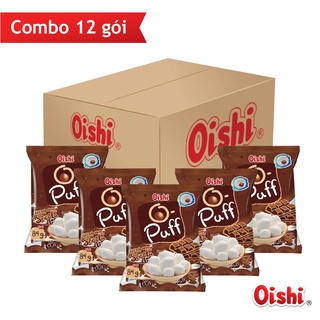 Combo 12 gói oishi kẹo xốp nhân socola o-puff