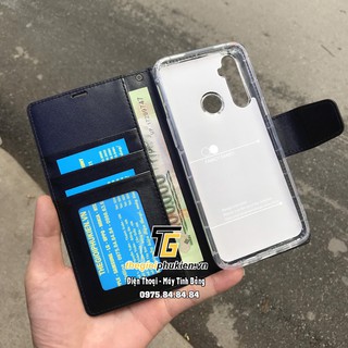 Bao da cho OPPO Realme 6i dạng ví đa năng, có ngăn đựng thẻ chính hãng Hanman