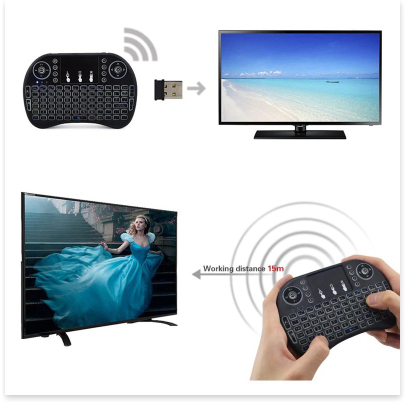 Phụ kiện máy tính ⛔GIÁ SỈ⛔ Bàn phím mini i8 kết nối bằng bluetooth, phím dễ bấm, độ nhạy cao, tích hợp bàn chuột 7612