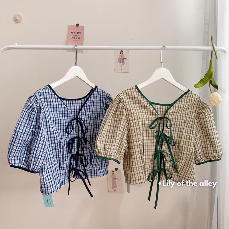 Croptop kẻ 4 nơ lưng (ib chọn màu )