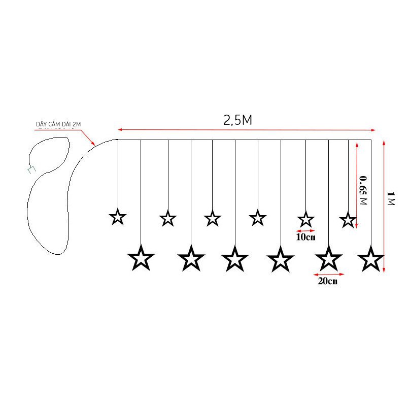 Đèn nháy rèm sao 12 chiếc