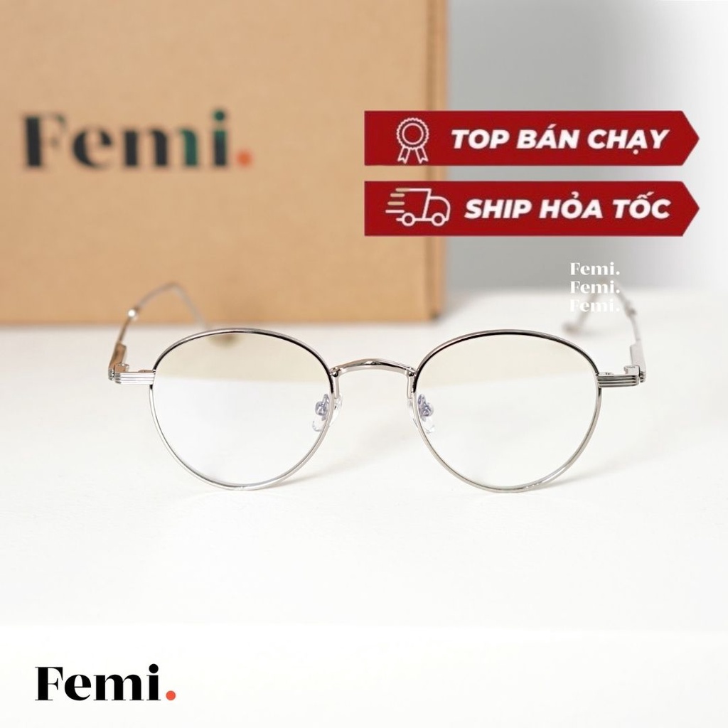 Gọng kính tròn kim loại Femi Lucy mắt kính chống ánh sáng xanh