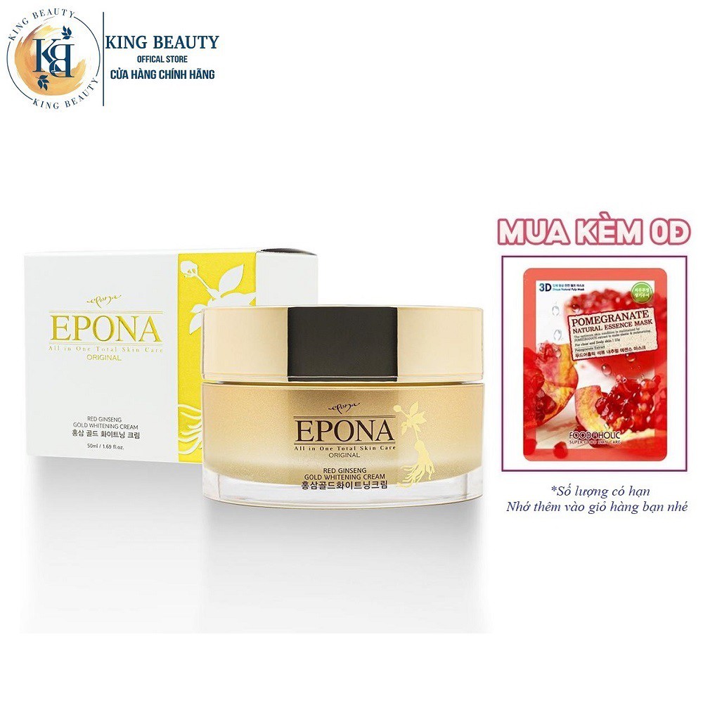 Kem giảm thâm nám tàn nhang, xóa mờ nếp nhăn Chiết Xuất Hồng Sâm Ngàn Năm Epona Original Red Ginseng Gold Whitening 50ml