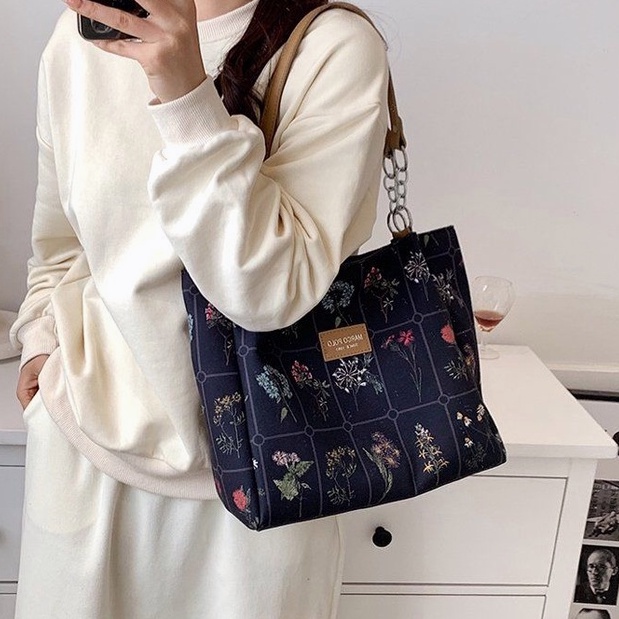 Túi xách nữ công sở túi tote cỡ lớn hình hoa đi học túi đeo vai hàn quốc đựng vừa A4 laptop