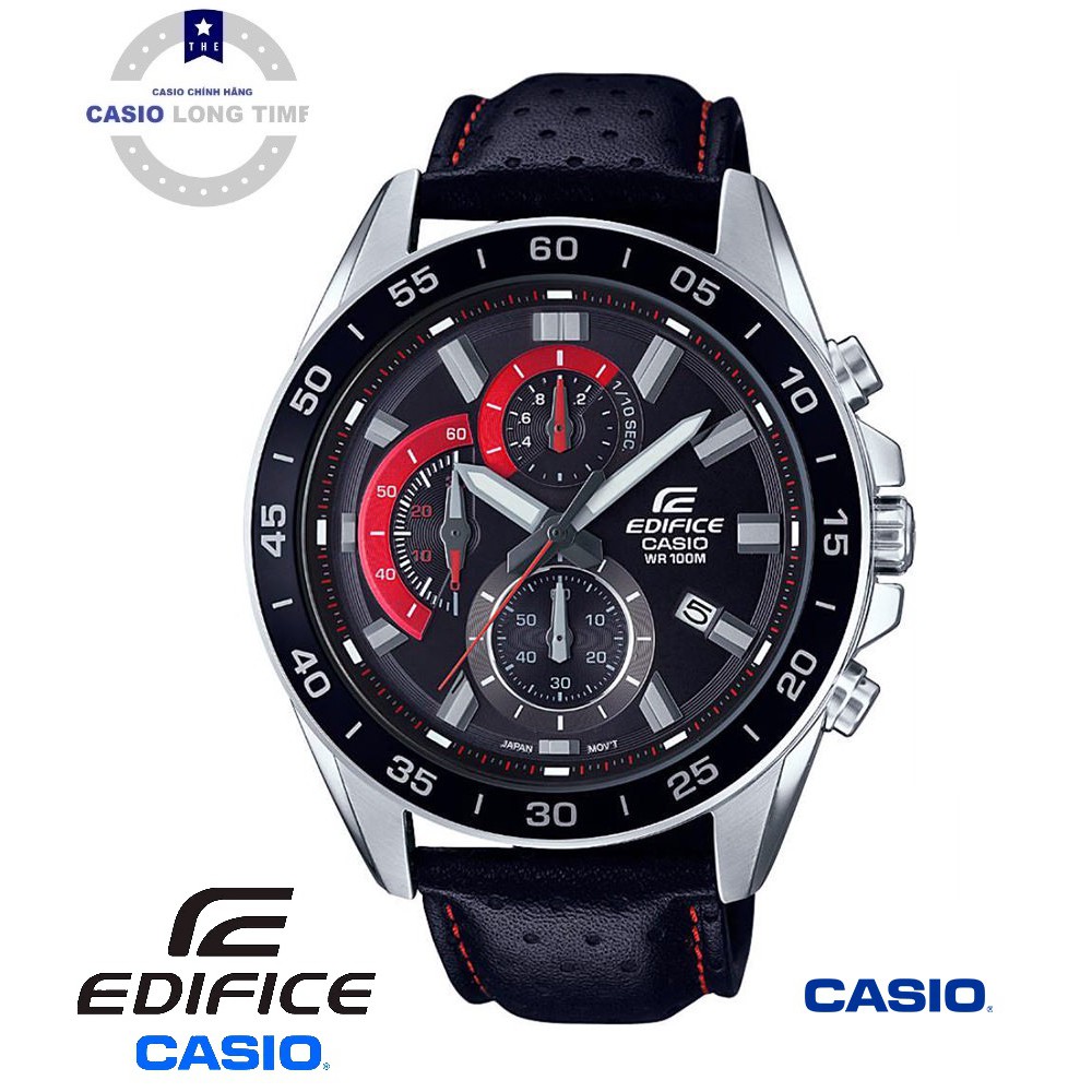 Đồng Hồ Nam Casio Edifice EFV-550L-1AVUDF Dây Da Thật - Nền Mặt Màu Đen - Chính Hãng Bảo Hành 5 Năm