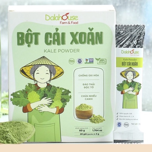 Bột cải xoăn Kale sấy lạnh nguyên chất Dalahouse, công nghệ sấy lạnh tiêu chuẩn Châu Âu