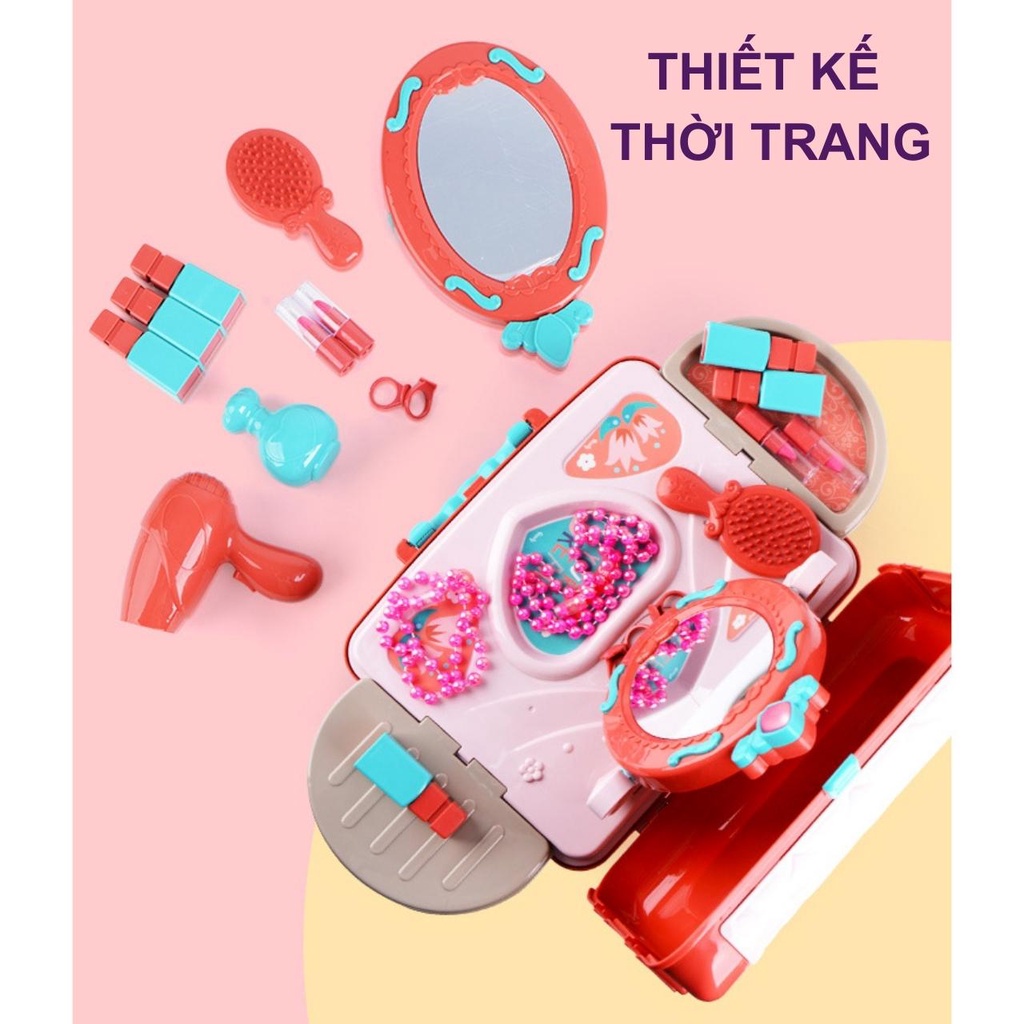 Đồ chơi trang điểm cho bé gái dạng vali 3 trong 1 an toàn cho bé, đồ chơi giáo dục BOBIKIDS DH01