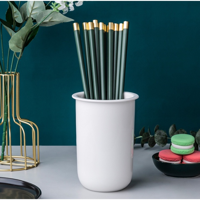 Bộ 5 đôi đũa xanh rêu hợp kim mạ vàng, mạ bạc sang trọng cao cấp