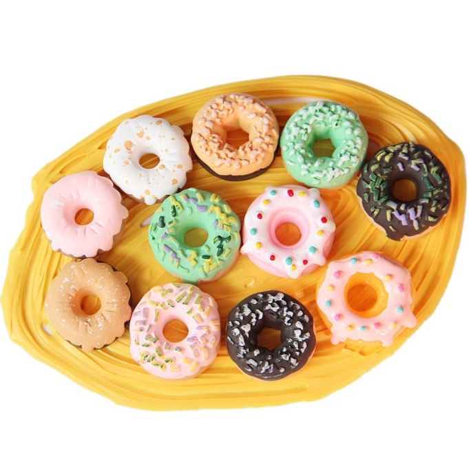 Charm bánh Donut cốm canxi cho các bạn trang trí ốp điện thoại, dán Jibbitz, kẹp tóc, DIY