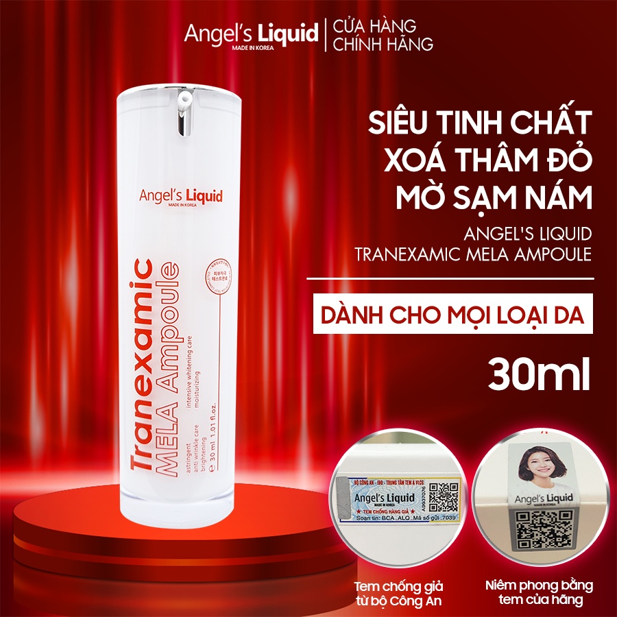 Bộ Sản Phẩm Xoá Thâm Đỏ, Mờ Sạm Nám Chuyên Sâu Angel's Liquid Tranexamic Mela Ampoule & Cream